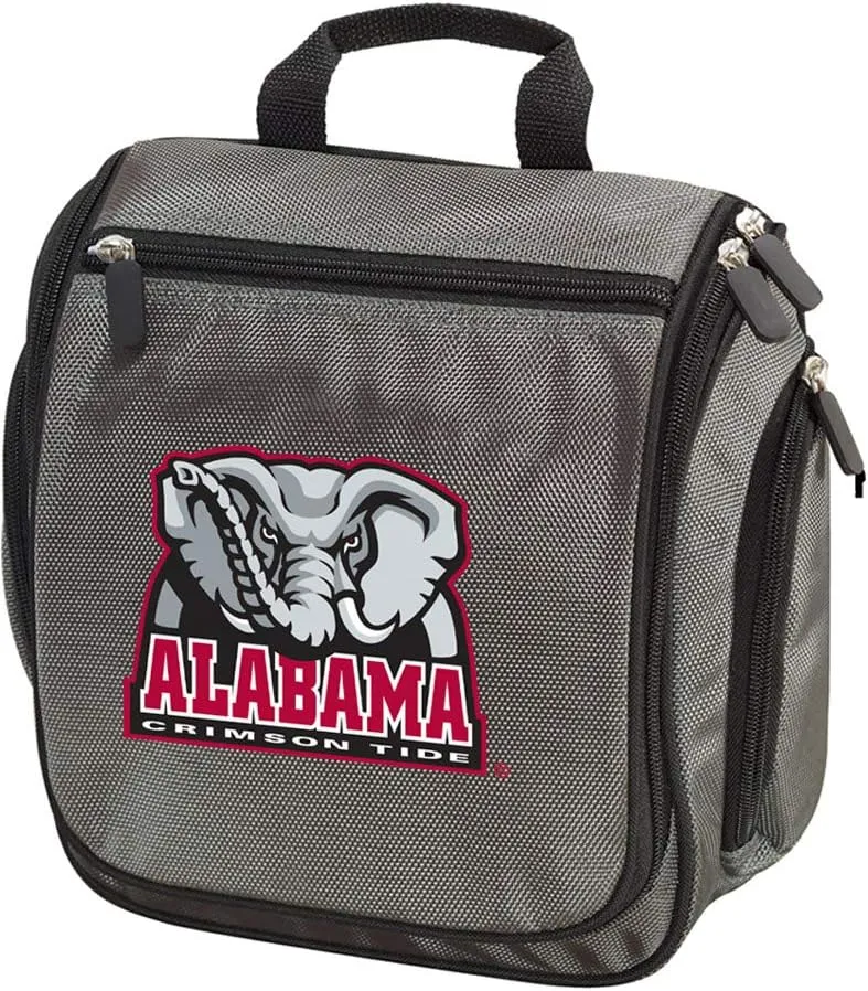 Alabama Toiletry Bag Or Hanging University of Alabama Shaving Kit for Men (Gray - Elephant Logo)
