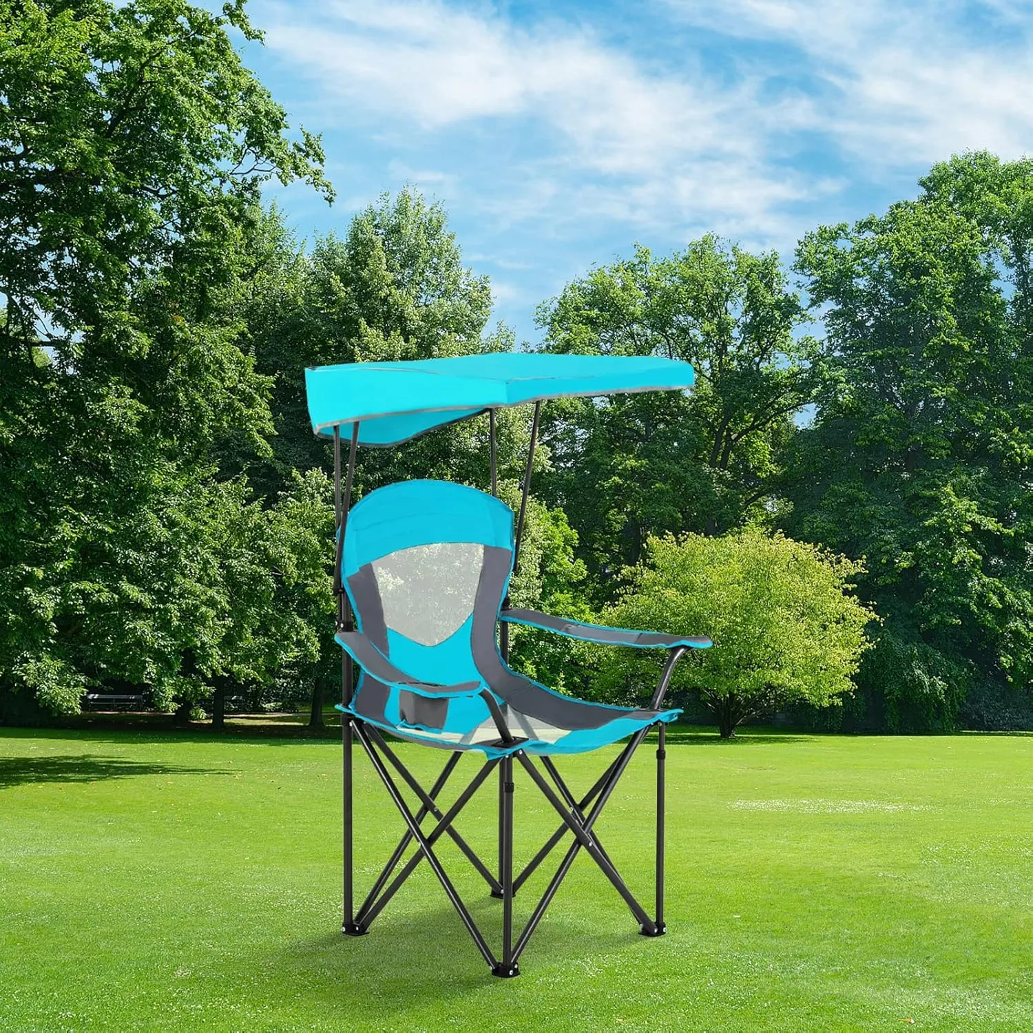 ALPHA CAMP Oversized Camping Chair with Shade Canopy, Folding Lawn Chairs