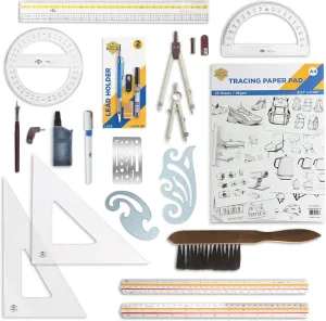ALVIN Academy Drafting, Drawing and Design Signature Kit | 17 Pieces | Class Tools for Geometry, Architecture and Engineering Students | - Model DDKS3
