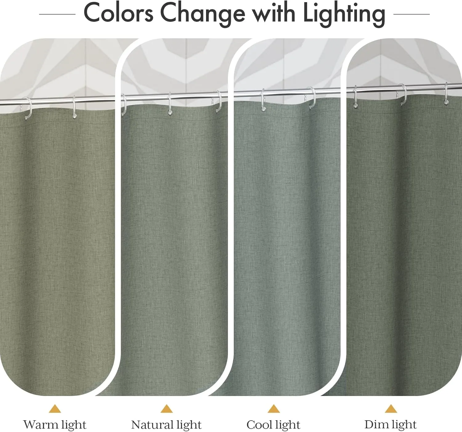 AmazerBath Farmhouse Shower Curtain, Sage Green Linen Shower Curtain with 3 Side Green Tassel, Boho Shower Curtain Set with 12 Upgraded Hooks for Neutral Country Bathroom, 72x72 Inches