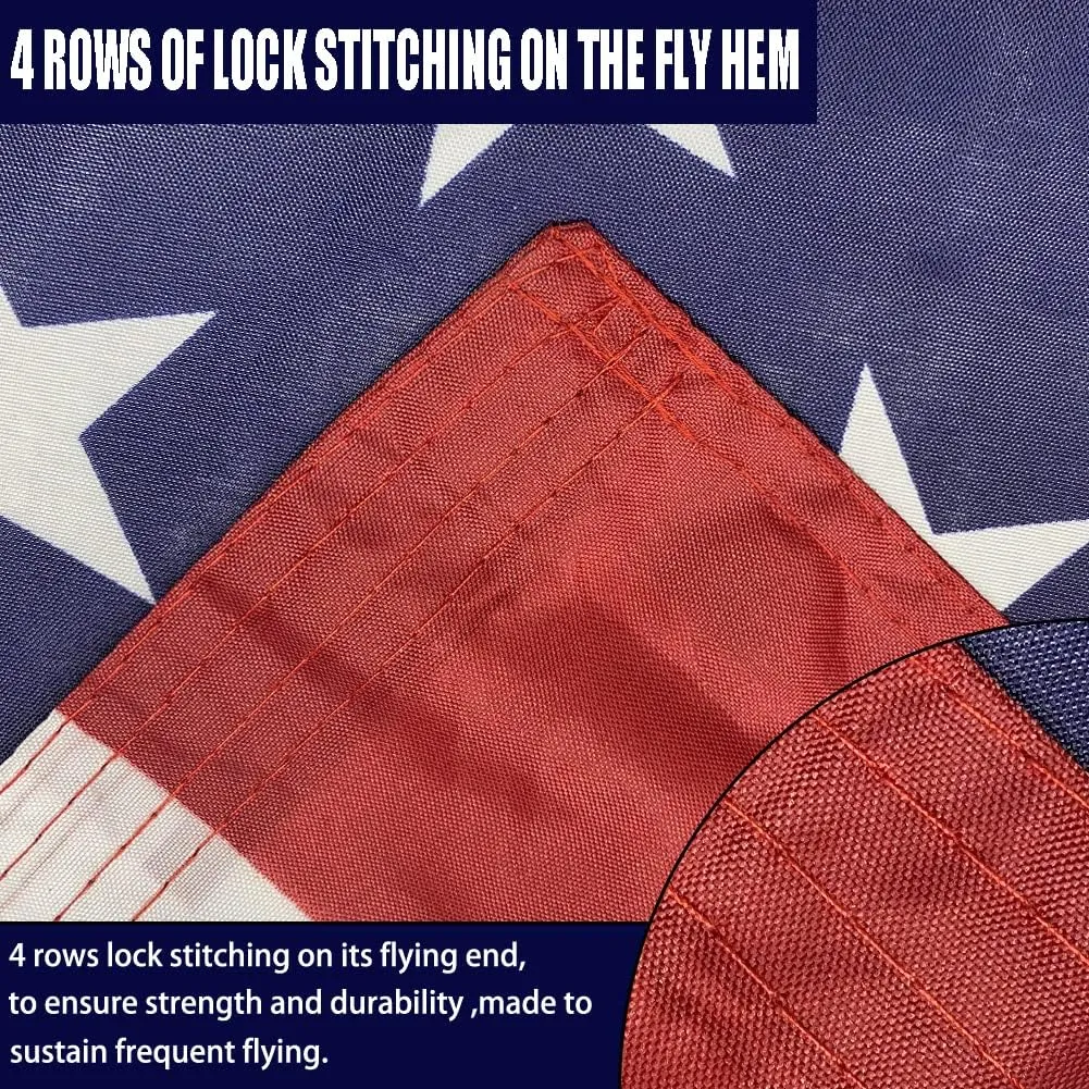 American Flags for Outside 3x5 Double Sided- Premium Heavy Duty Durable 3ply Large USA/US Patriotic Flag Made in USA High Wind for Boat Decorations United States Flags Banner with 2 Brass Grommets 4