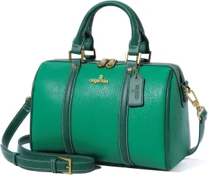 Angel Kiss Women Satchel Purses and Handbags Vegan Leather Boston Barrel Bag Top Handle Shoulder Purse with Crossbody Strap