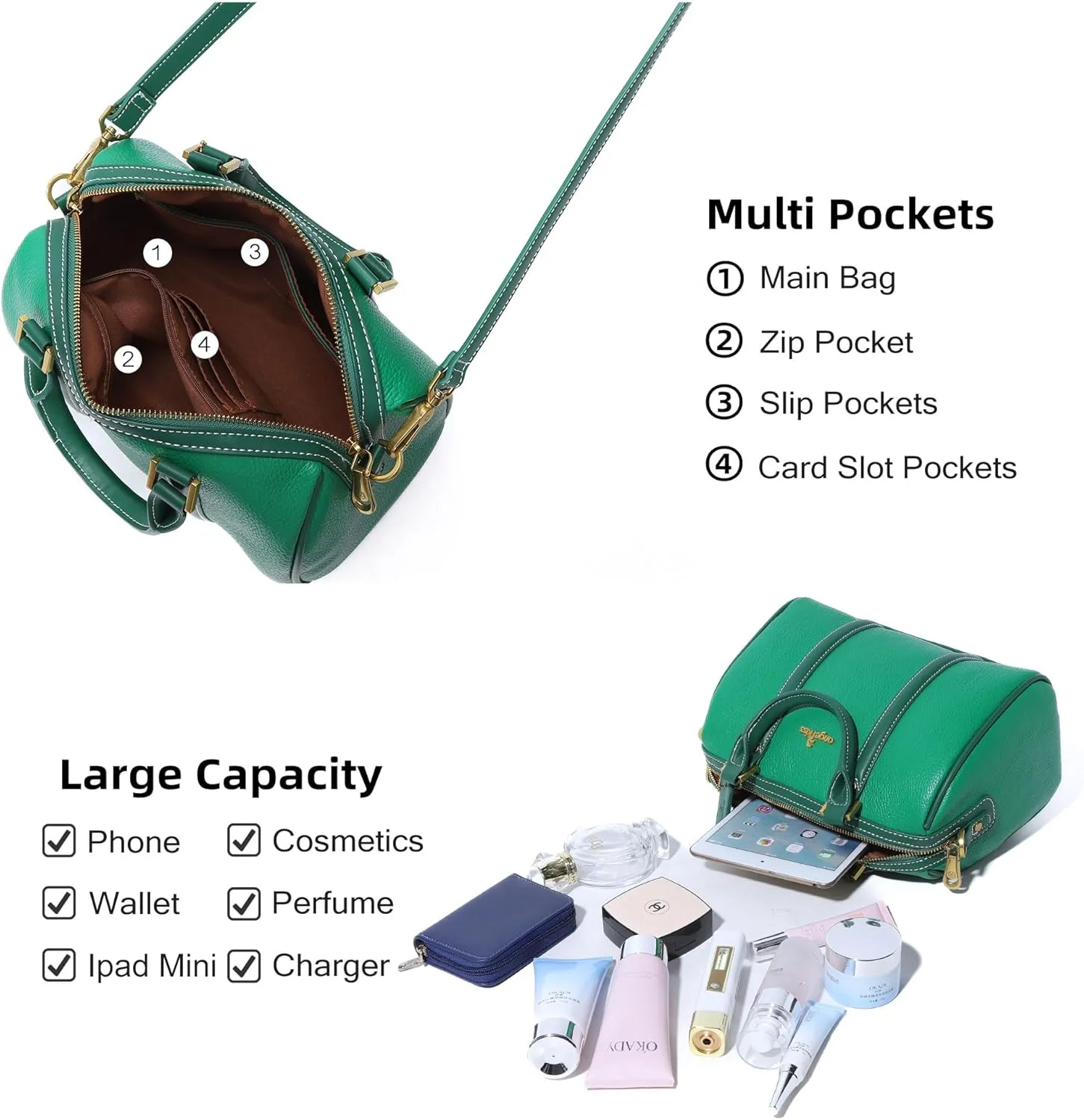 Angel Kiss Women Satchel Purses and Handbags Vegan Leather Boston Barrel Bag Top Handle Shoulder Purse with Crossbody Strap