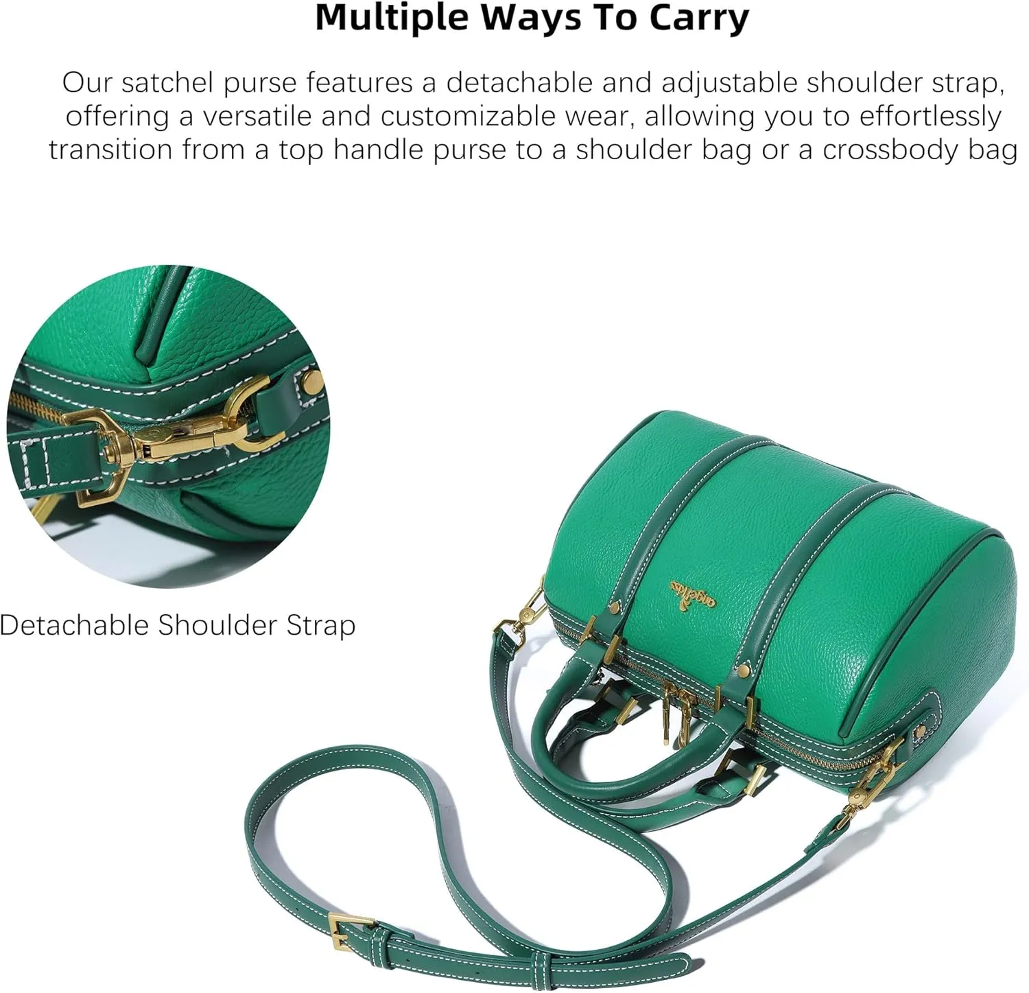Angel Kiss Women Satchel Purses and Handbags Vegan Leather Boston Barrel Bag Top Handle Shoulder Purse with Crossbody Strap