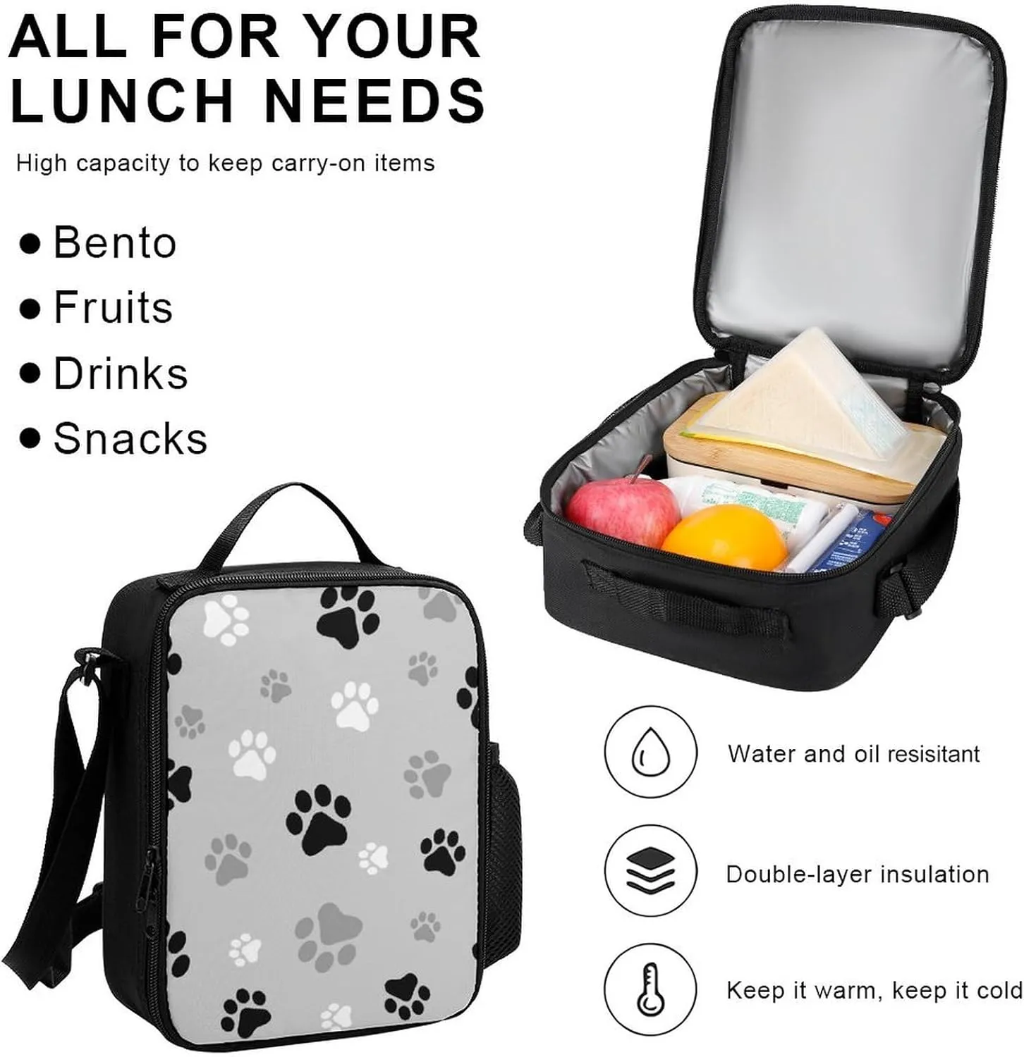 Animal Paw Prints Lightweight Pocket Backpack Crossbody Lunch Bag Set Unisex