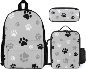 Animal Paw Prints Lightweight Pocket Backpack Crossbody Lunch Bag Set Unisex