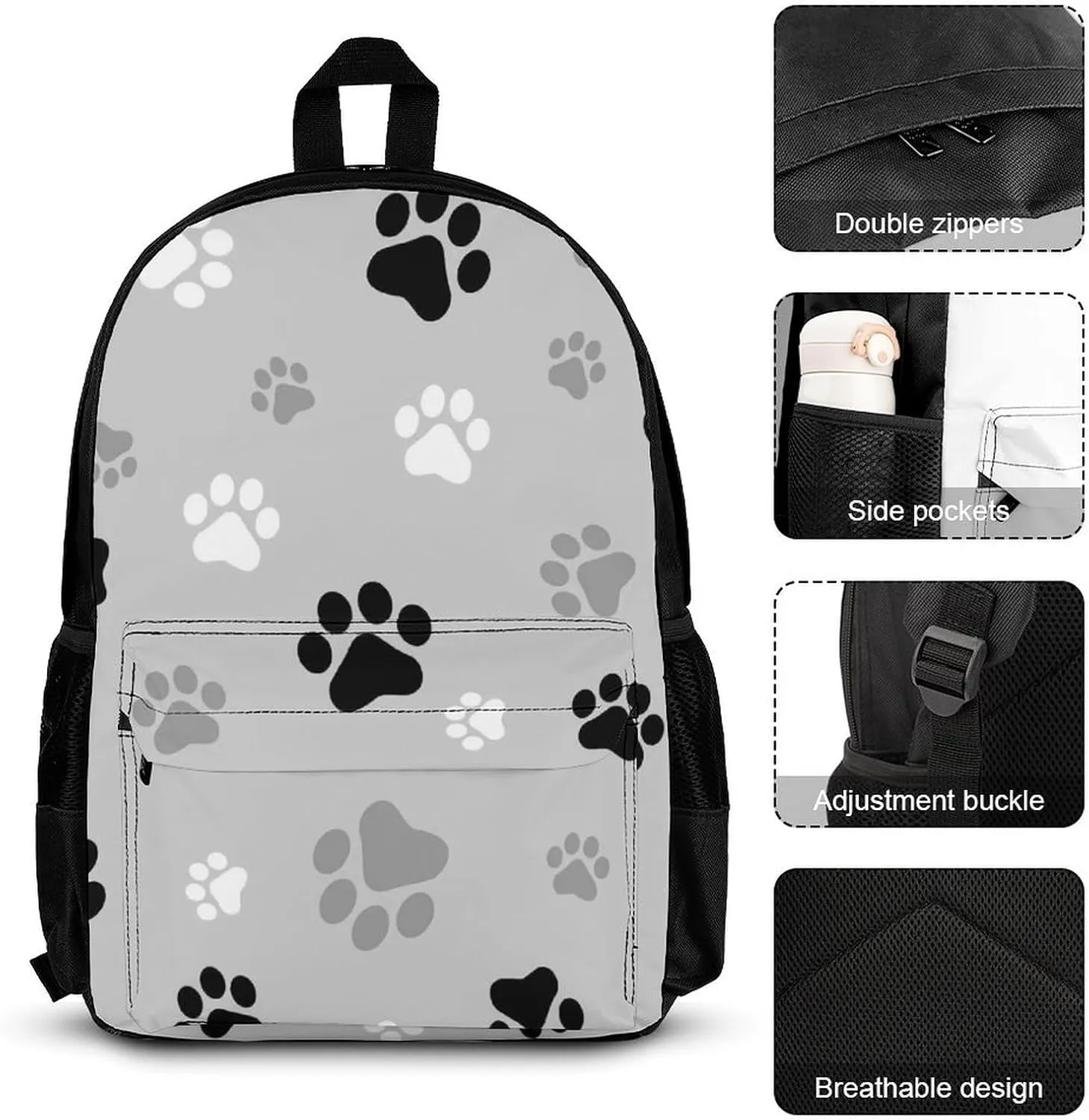 Animal Paw Prints Lightweight Pocket Backpack Crossbody Lunch Bag Set Unisex