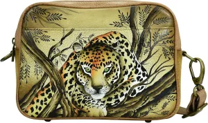 Anna by Anuschka Twin Zippered Crossbody, African Leopard Tan