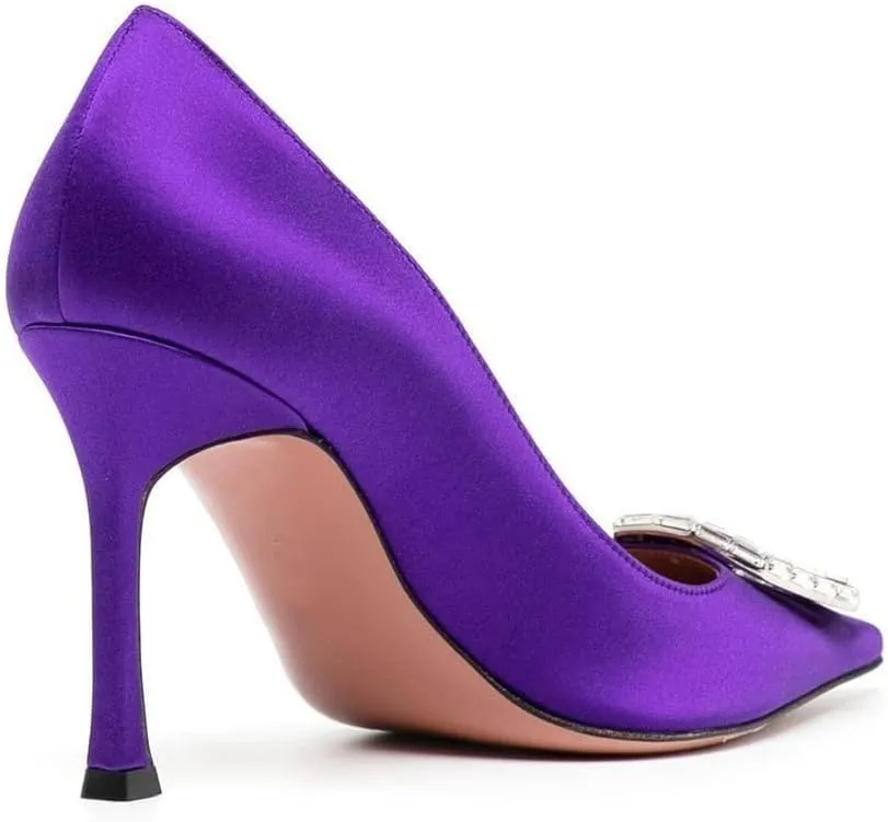 Arqa Pumps for Women Crystal Embellished Pointed Toe High Heels Wedding Dress Stiletto Heel Pump Shoes