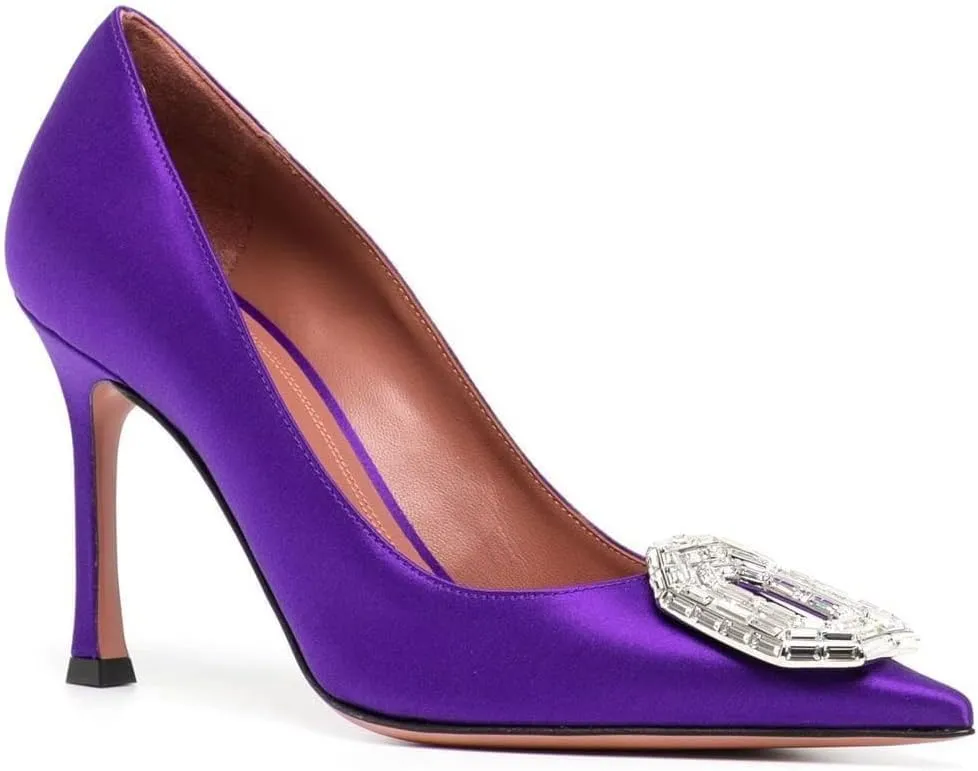 Arqa Pumps for Women Crystal Embellished Pointed Toe High Heels Wedding Dress Stiletto Heel Pump Shoes