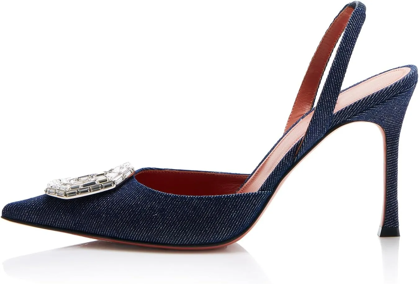 Arqa Women's Satin Slingback Pumps Pointed Toe Crystal-Embellished High Heels Dressy Stilettos Wedding Heeled Sandals
