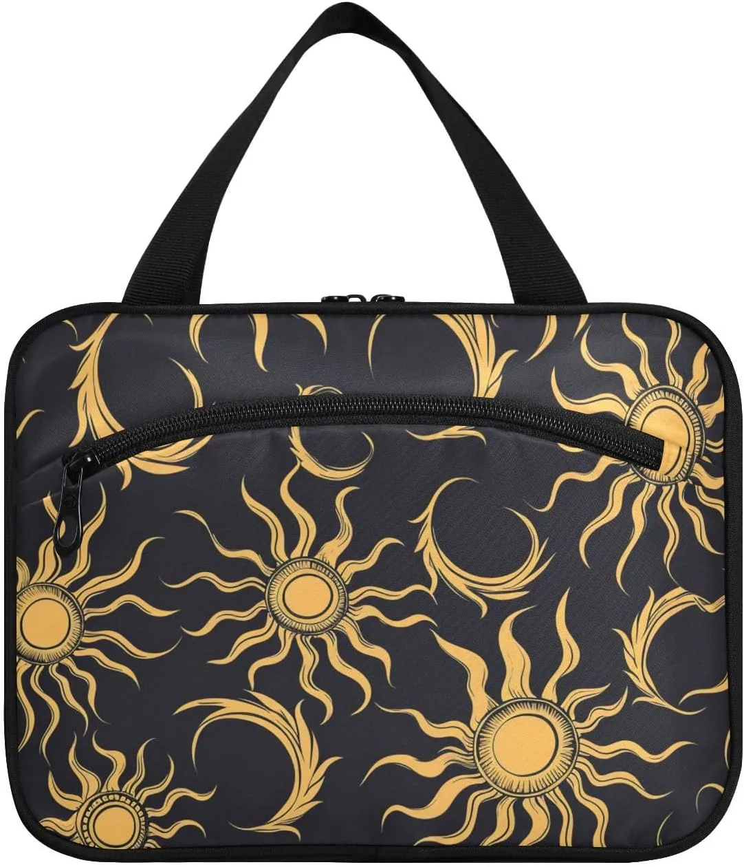 Art Sun Moon Gold Black hanging item travel bag with hook, designer compact for cruise travel bolso viajero para mujer L