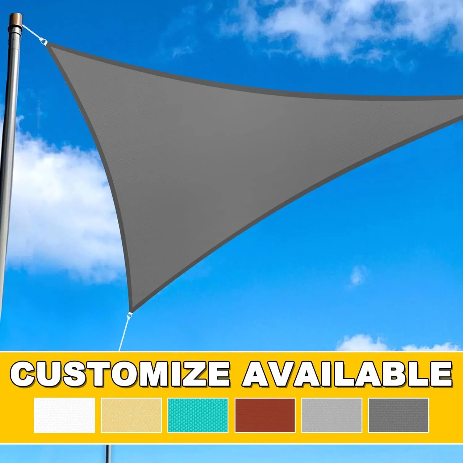 Artpuch Waterproof Sun Shade Sail, 12'x12'x12' Turquoise Triangular, UV Resistant Rain Canopy, Curved Edges Shade Cloth for Outdoor Patio, Deck, Yard