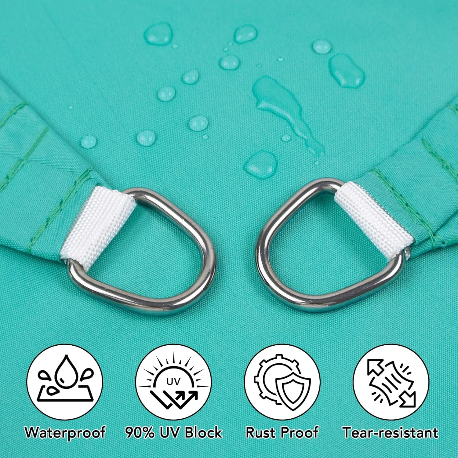 Artpuch Waterproof Sun Shade Sail, 12'x12'x12' Turquoise Triangular, UV Resistant Rain Canopy, Curved Edges Shade Cloth for Outdoor Patio, Deck, Yard