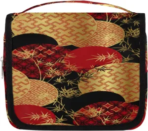 Asic Ancient Bamboo Gold Hanging Travel Toiletry Bag Travel Accessories Organizer Bag for Women Men Lightweight Bathroom and Shower Toiletry Kit Bag