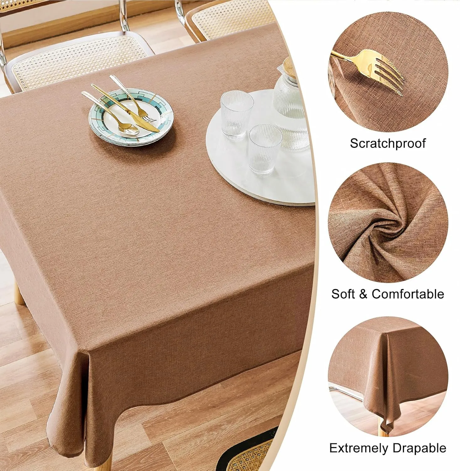 AUSSPVOCT Textured Tablecloth Rectangle 60x120 Water Resistant Spill-Proof Wipeable Table Cloth Wrinkle Free Fabric Dining Table Cover for Birthday Party Farmhouse Spring Kitchen Tablecloths