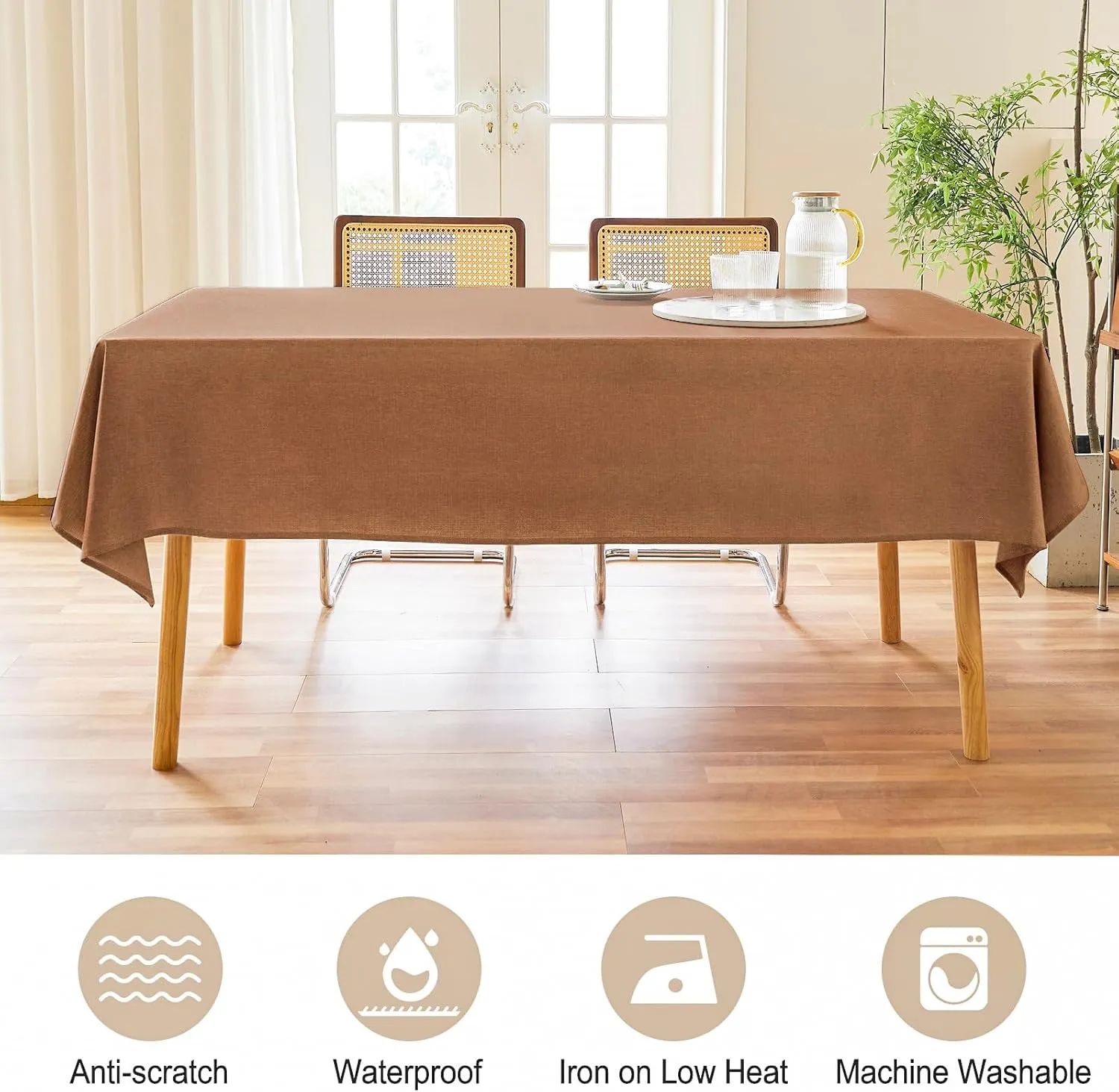 AUSSPVOCT Textured Tablecloth Rectangle 60x120 Water Resistant Spill-Proof Wipeable Table Cloth Wrinkle Free Fabric Dining Table Cover for Birthday Party Farmhouse Spring Kitchen Tablecloths