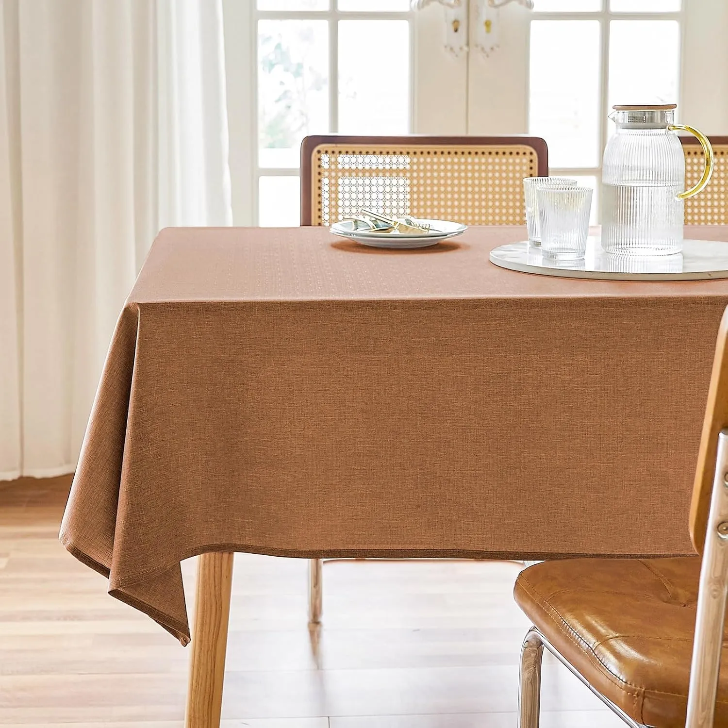 AUSSPVOCT Textured Tablecloth Rectangle 60x120 Water Resistant Spill-Proof Wipeable Table Cloth Wrinkle Free Fabric Dining Table Cover for Birthday Party Farmhouse Spring Kitchen Tablecloths