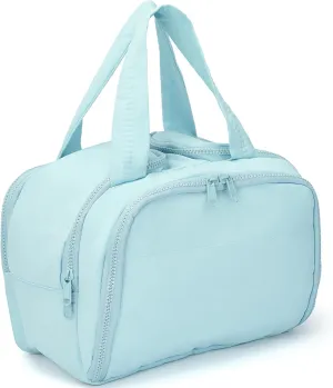 Azooken Travel Toiletry Bag for Women - Puffy Cosmetic Organizer with Wide Opening & Handle,Stylish Lightweight Essentials Bag for Makeup,Accessories & Toiletries-Blue