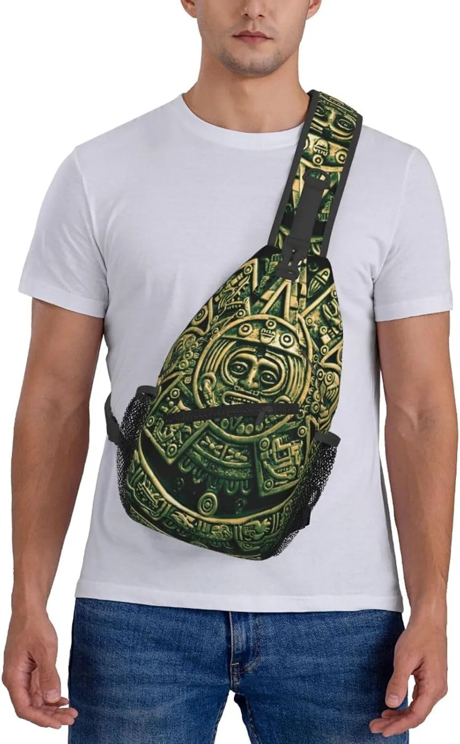 Aztec Calendar Mayan Men'S Crossbody Bag Travel Hiking Shoulder Backpack Chest Bag
