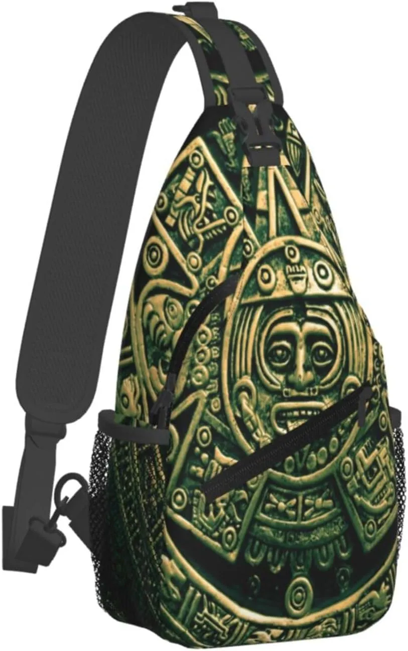 Aztec Calendar Mayan Men'S Crossbody Bag Travel Hiking Shoulder Backpack Chest Bag
