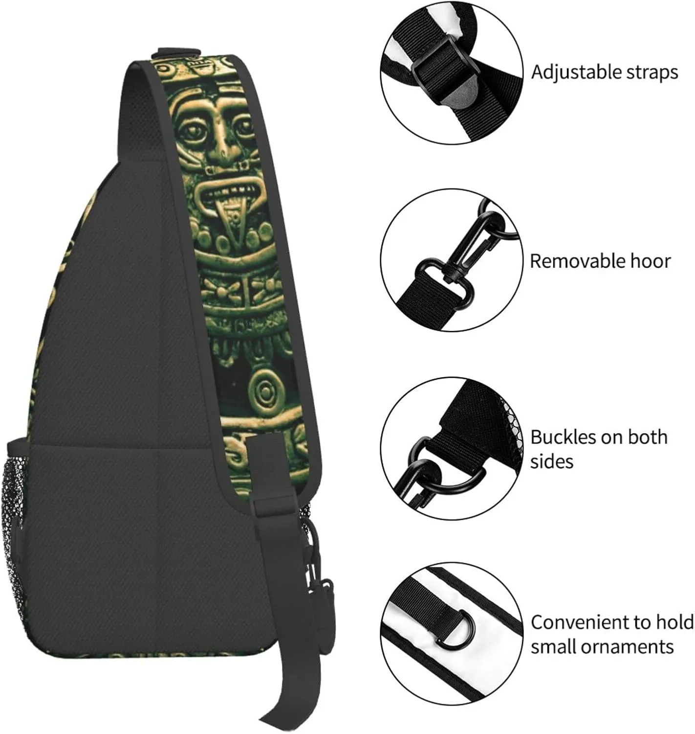 Aztec Calendar Mayan Men'S Crossbody Bag Travel Hiking Shoulder Backpack Chest Bag