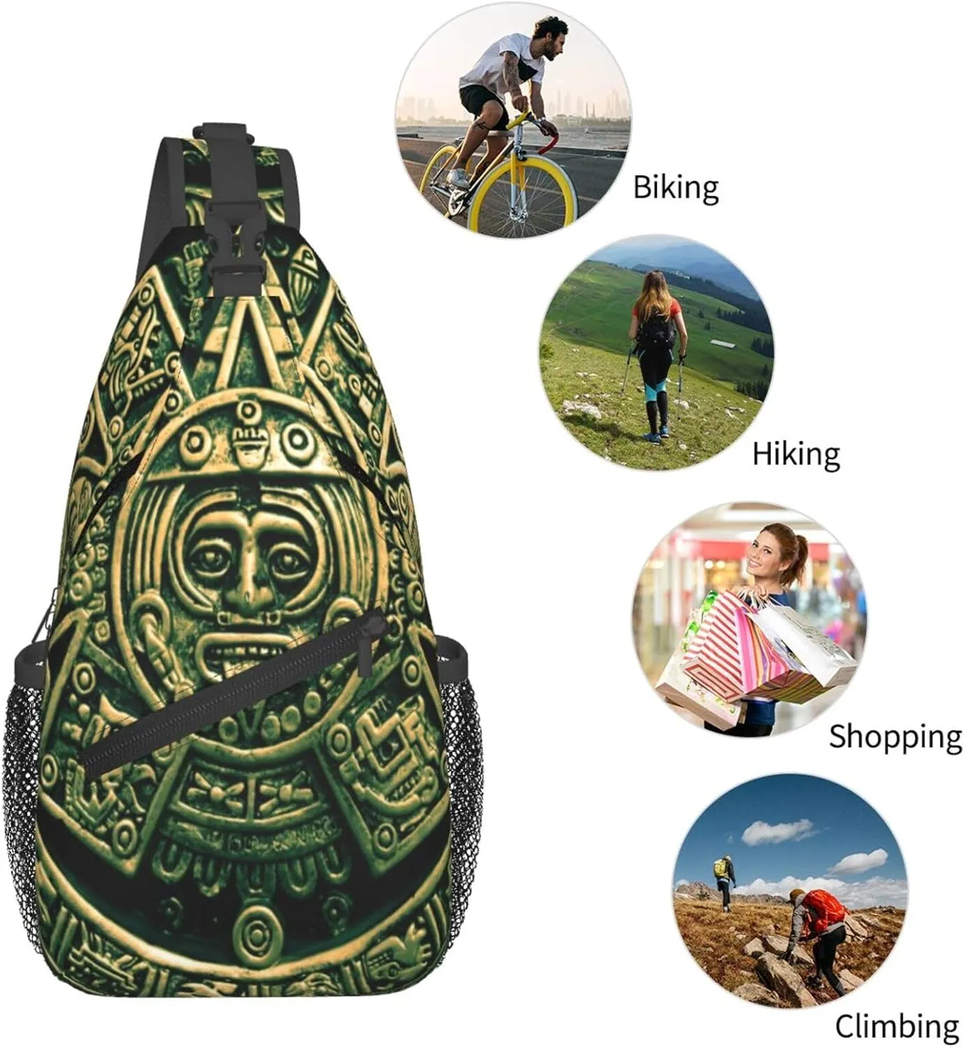 Aztec Calendar Mayan Men'S Crossbody Bag Travel Hiking Shoulder Backpack Chest Bag