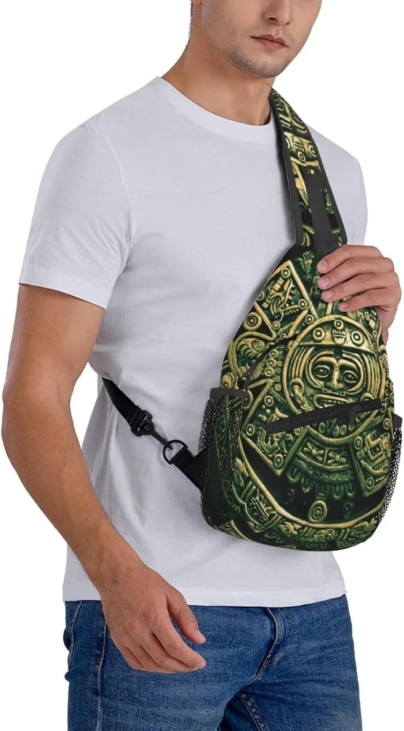 Aztec Calendar Mayan Men'S Crossbody Bag Travel Hiking Shoulder Backpack Chest Bag