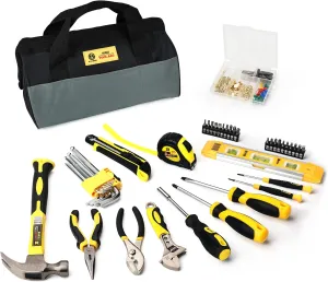B Bosi Tool 142 Piece Tool Set With Bag Home Repairing Tool Kit with 13-Inch Wide Mouth Open Storage Tool Bag (142 Piece), 142PCS（This product is not eligible for discounts）