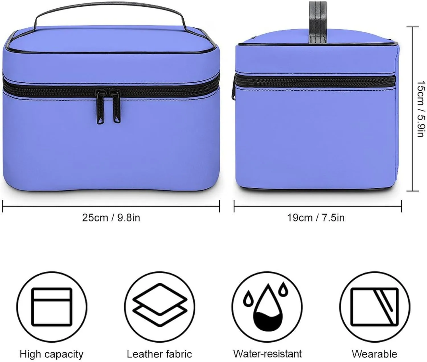 Baby Blue Cosmetic Bag, Travel Portable Makeup Bag for Purse Pouch Beauty Zipper Organizer Toiletry Bag for Women