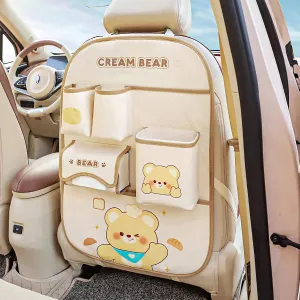Backseat Car Organizer with Waterproof Built-in Bucket - 7 Storage Pockets Backseat Car Organizer Travel Accessories, Ideal Storage Organizer Kick Mats Back Seat Protectors for Kids