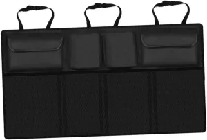 Backseat Organizer Black Trunk Hanging Cargo Storage Bag for Car Travel and Outdoor Activities Easy Installation with Straps and Buckles Keeps Items Organized and Tidy