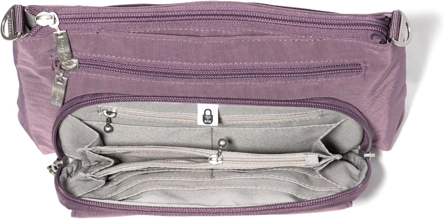 Baggallini Original Everyday 11x 7.5 Crossbody Bags for Women RFID Protected Lightweight Nylon Zippered Travel Purse