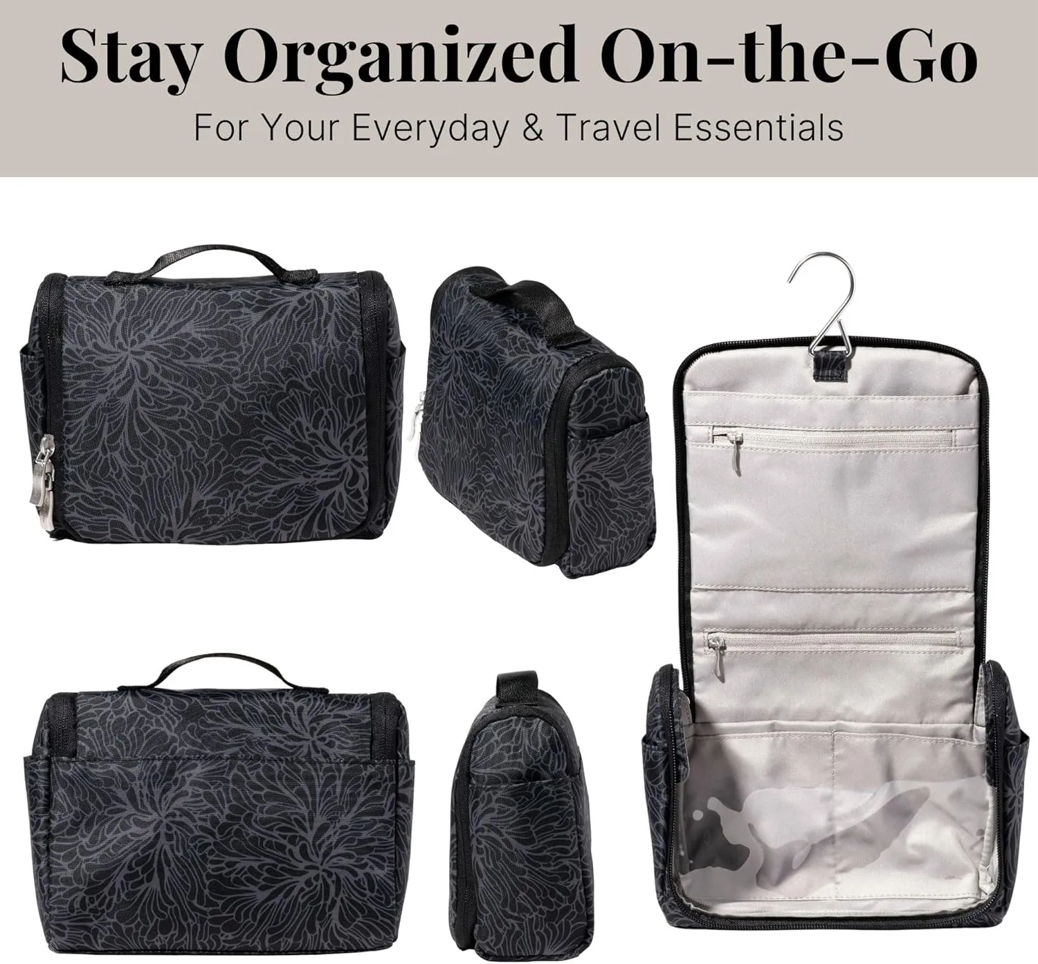 Baggallini Unisex's Small Toiletry Kit-Lightweight 5x8 Inch Makeup Bag Toiltery