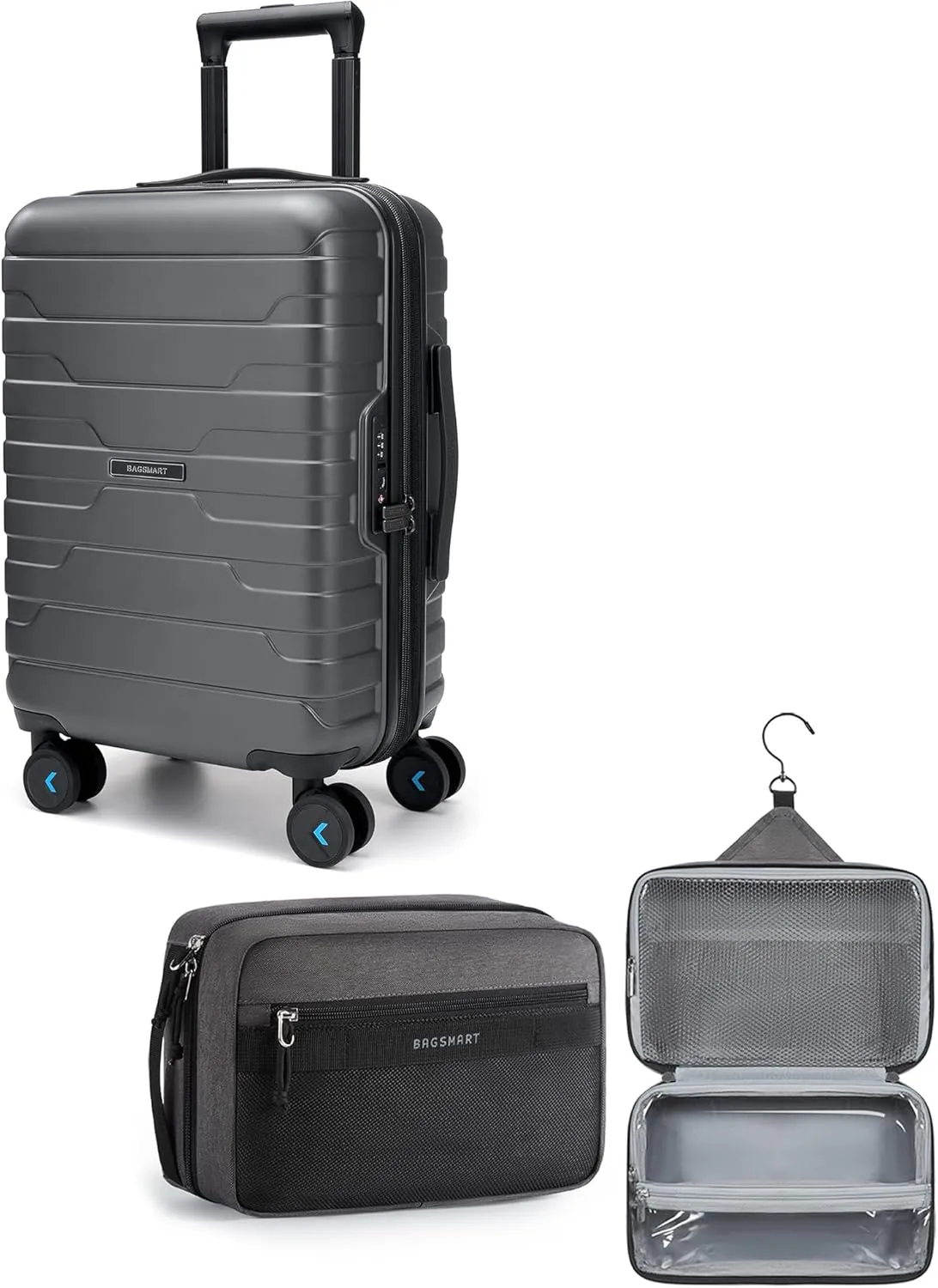 BAGSMART Carry On Luggage  Travel Toiletry Bag for Men/Women