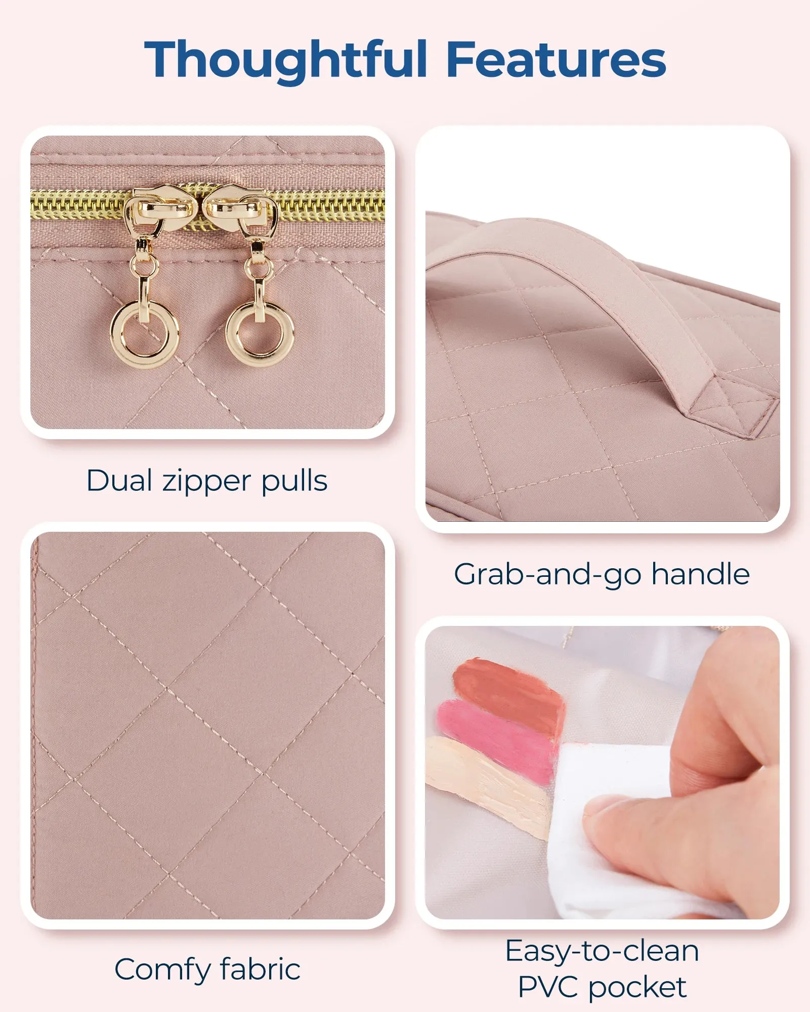 BAGSMART Foldable Makeup Bag Storage Box with Removable Insert Travel Cosmetic Bag Women's Toiletries Storage Box