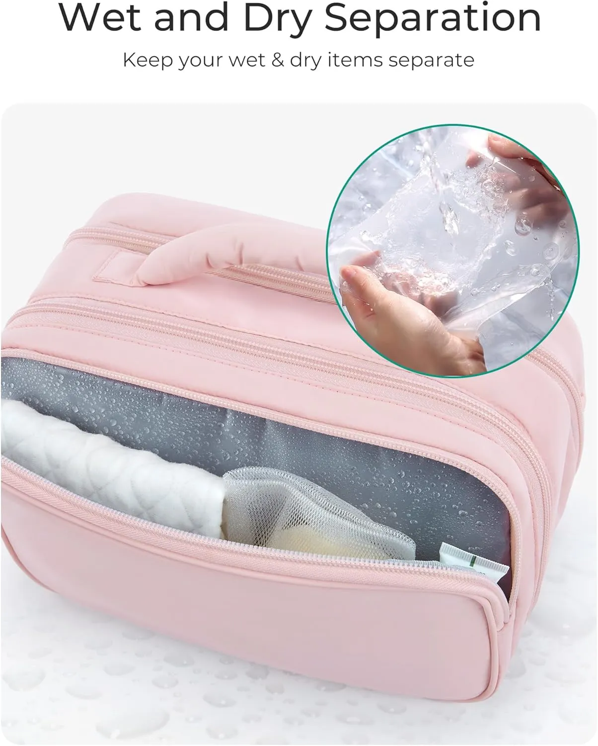 BAGSMART Toiletry Bag for Women, Travel Makeup Bag, Wide-open Portable Make Up Bag Organizer for Women for Travel Essentials Travel-Size Toiletries Accessories Bottles, Brushes, Black