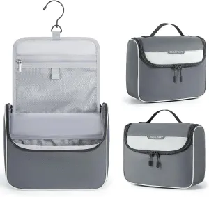BAGSMART Travel Toiletry Bag for Men, Hanging Toiletry Bag for Mens Traveling, Outdoor Activities, Bathroom Shaving, Travel Essentials Dopp Kit Organizer 360 Swivel Hook Water Resistant, Grey