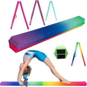 Balance Beam 8FT Extra Firm Suede Cover Floor Folding Gymnastics Equipment with Carry Bag for Home for Kids