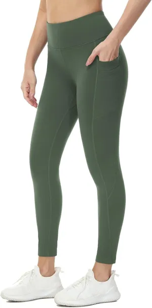 baleaf Fleece Lined Leggings Women Water Resistant 25" Petite Winter Warm Legging Thermal Running Tights Yoga Hiking Pants Green XL