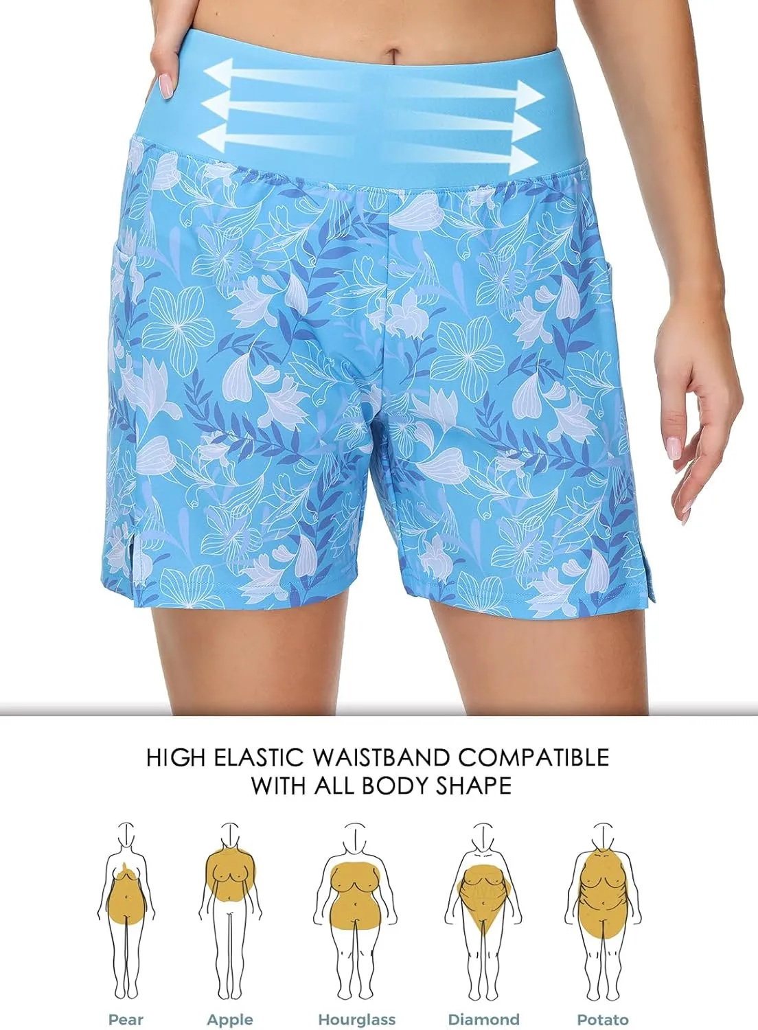 baleaf Women's 3''/ 5"/ 7" Quick Dry High Waisted Swim Board Shorts UPF 50  Swimsuit Bottom Trunks with Liner