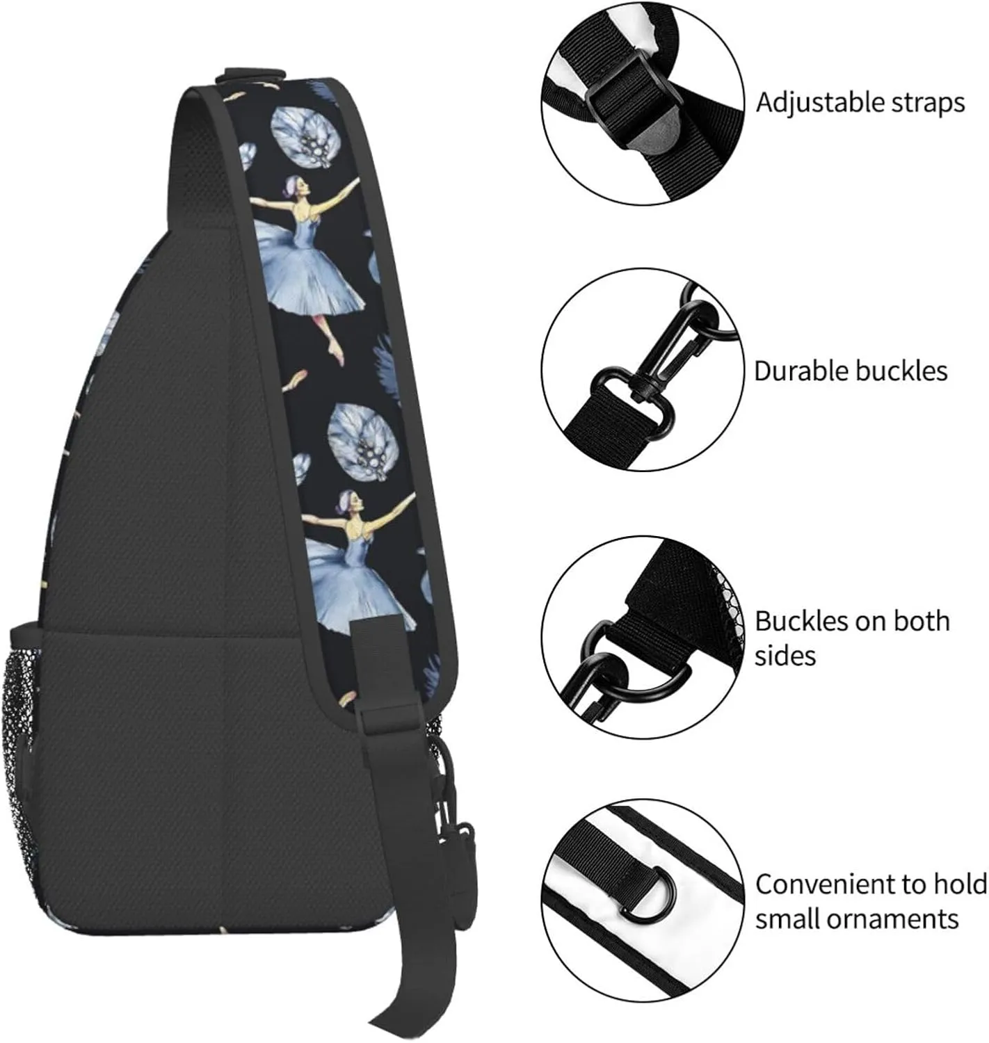 Ballerina Crossbody Bag Dancer Shoulder Bag Backpack Ballet Sling Bag Chest Casual Daypack for Outdoor