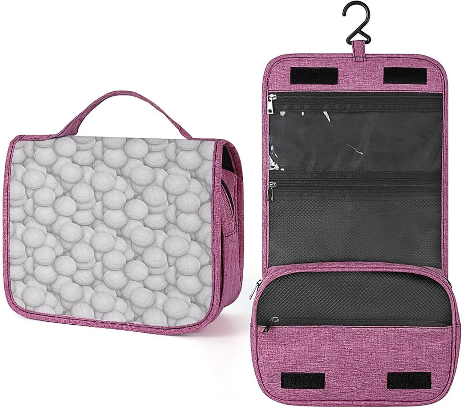 Balls,Toiletry Bag Hanging Travel Makeup Organizer,3 Dimensional White Balls Sports,Cosmetic Makeup Bag for Full Sized Toiletries,Gray White, 215-SDS0326MakeupBagA02