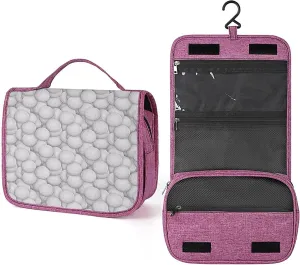 Balls,Toiletry Bag Hanging Travel Makeup Organizer,3 Dimensional White Balls Sports,Cosmetic Makeup Bag for Full Sized Toiletries,Gray White, 215-SDS0326MakeupBagA02