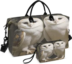 Barn Owls Travel Duffel Bag, Shoulder Weekender Overnight Bags - Large Gym Bag with Wet Pocket
