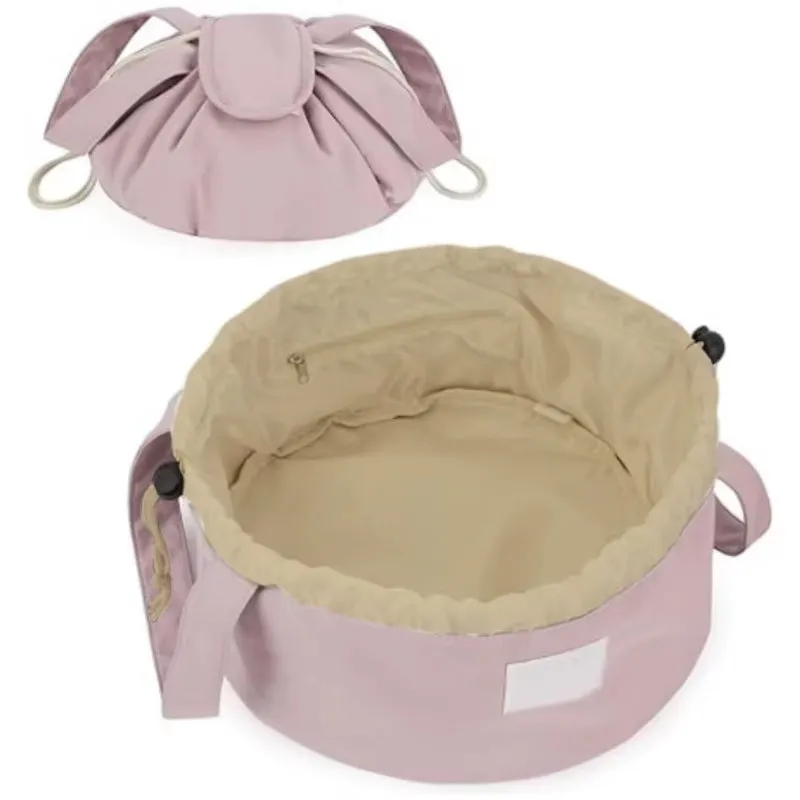 Barrel Drawstring Makeup Bag Large Capacity Women'S Cosmetic Bag Toiletries Organizer Pouch Lady Travel Storage Case