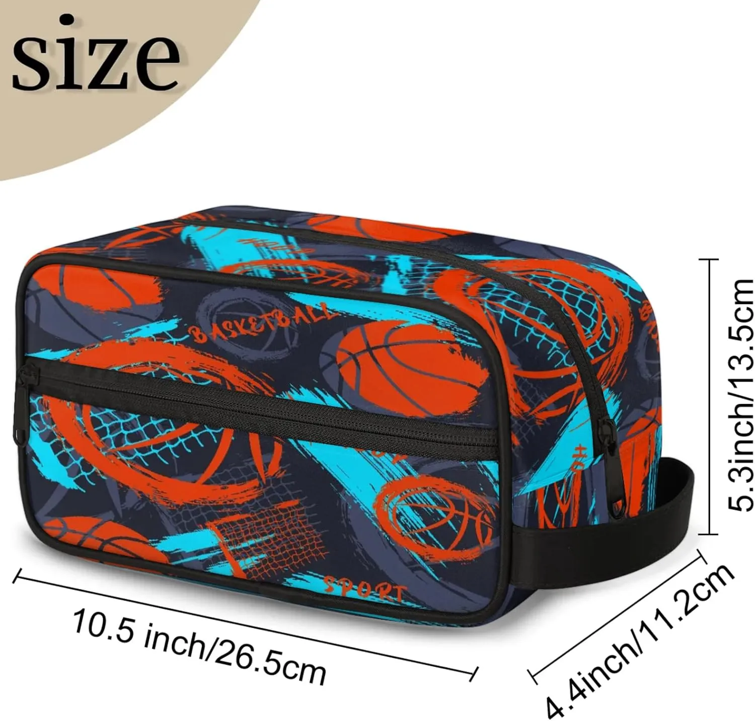 Basketball Boys Toiletry Bag for Kids Dopp Kit Waterproof Hanging Wash Bag Cosmetic Bag Medicine Bag for Travel Sports Shower Essential