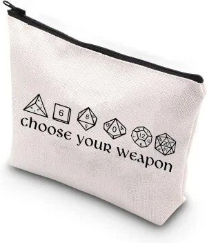 BDPWSS Gamer Gift Dungeons D20 Dice Makeup Bag Funny RPG Gamer Bag For Travel Weapon of Choose Cosmetic Bag