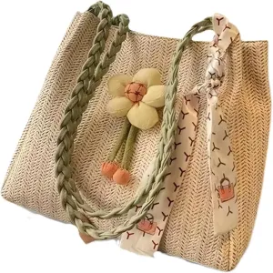 Beach hand-woven handbag 2025 Summer bestsellers straw-woven beach bag for Women large-capacity ins style fake tote bag