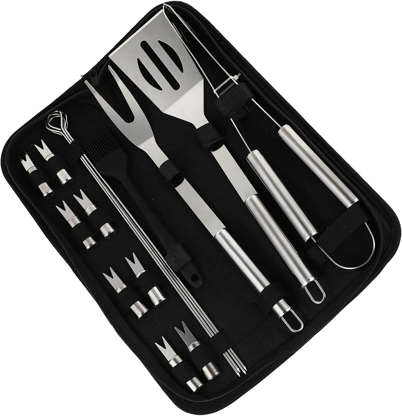 BESPORTBLE 16Pcs Barbecue Tool Stainless Steel Grilling kit BBQ Grill Tools Grill Utensils Barbecue Utensil Grilling Tools Bags Organizer BBQ Tool Kit Handbag Oxford Cloth Heavy